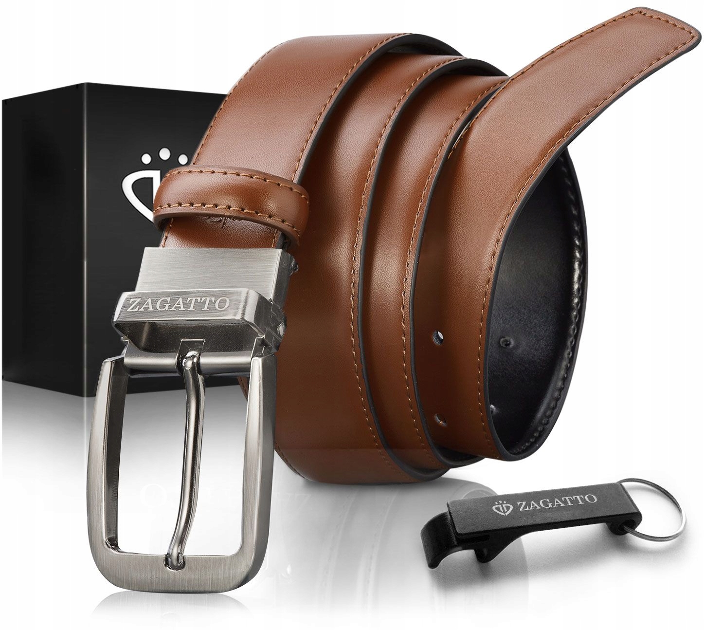 

Pasek skórzany dwustronny Zagatto 2w1 pudełko