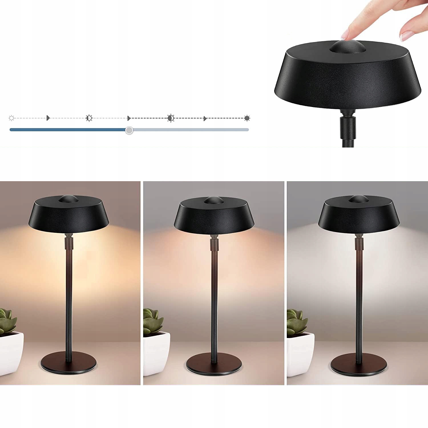 LAMPKA NOCNA LAMPA STOŁOWA NA BATERIE BEZPRZEWODOWA Kolor czarny