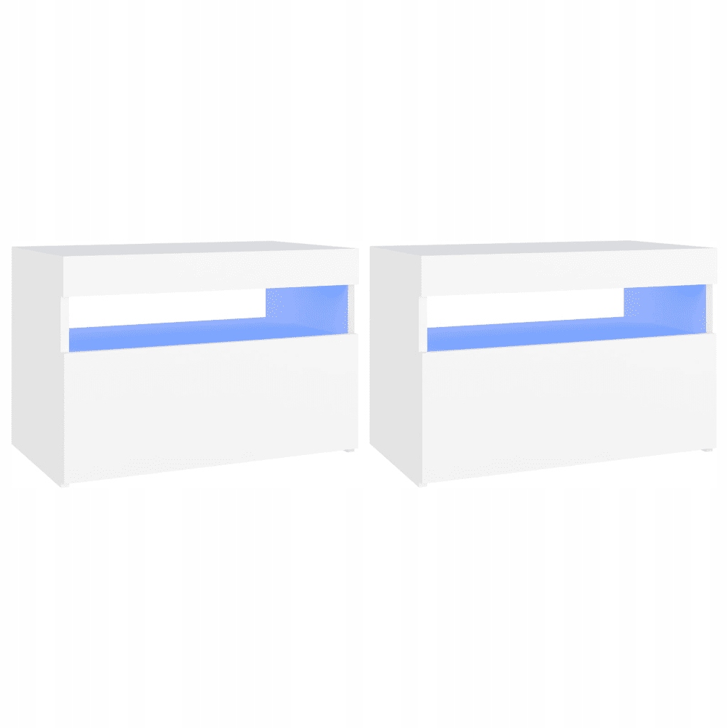 Noční stolek s Rgb Led osvětlením, bílý, 60x35x40 cm