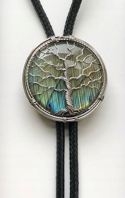 Bolo ruční výroba Dřevo Labradoryt Modré stříbrné ruční práce