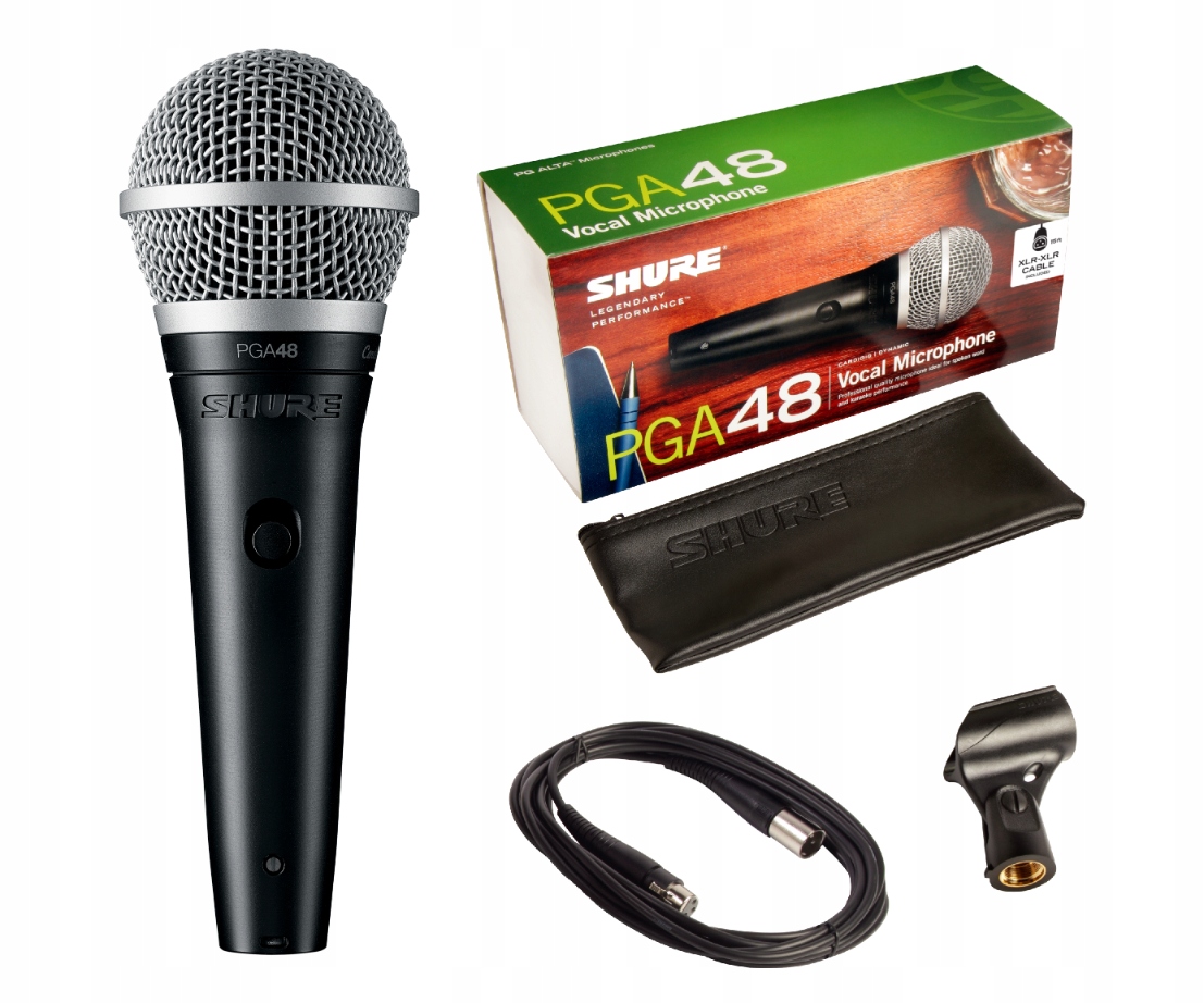 Shure PGA48 dynamiczny mikrofon do wokalu z kablem XLR i uchwytem
