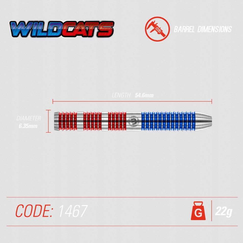 LOTKI RZUTKI DART Winmau Wildcats 90% Wolfram 22g Kod producenta 1467.22