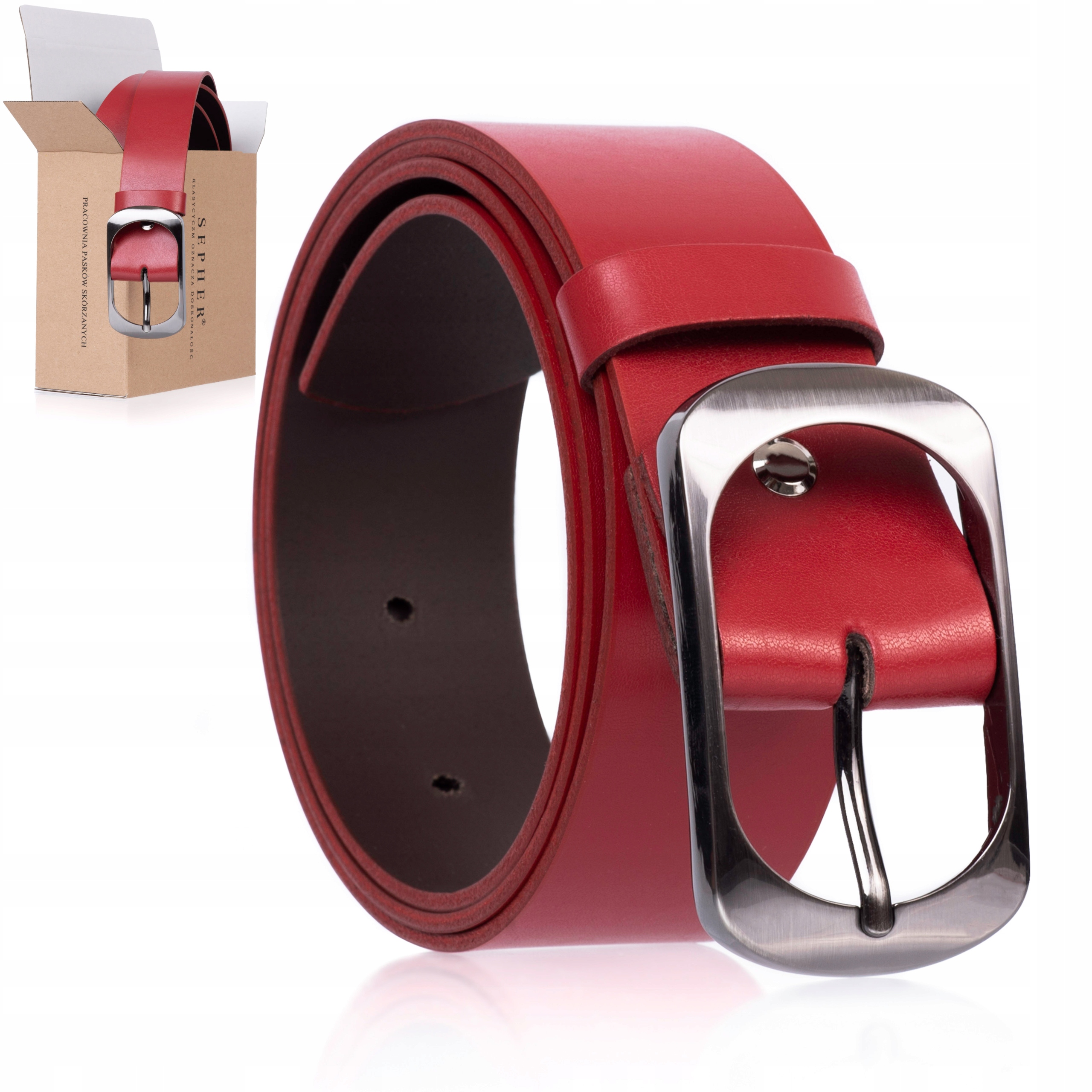 

Pasek skórzany Sepher Classic 4cm C. Czerwony 75