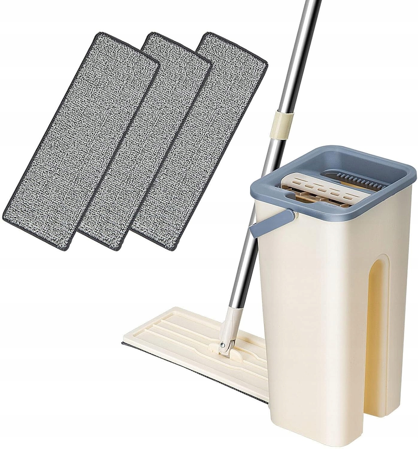 Plochý mop 2 Komorový rotační Separace Čistá Špinavá Voda 3 náplně
