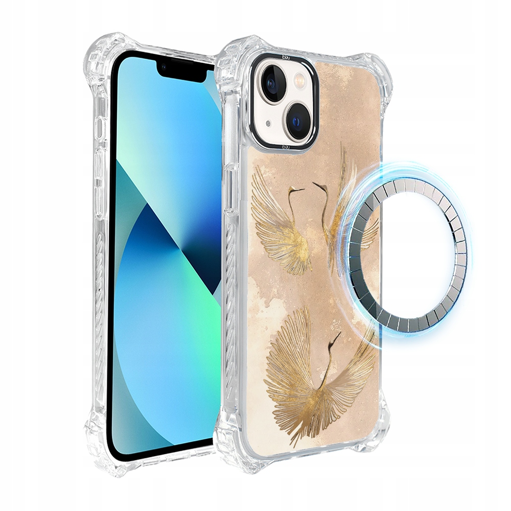 Pouzdro pro iPhone 13 Ibizu DropGuard Ultra s MagSafe, Zlaté jeřáby