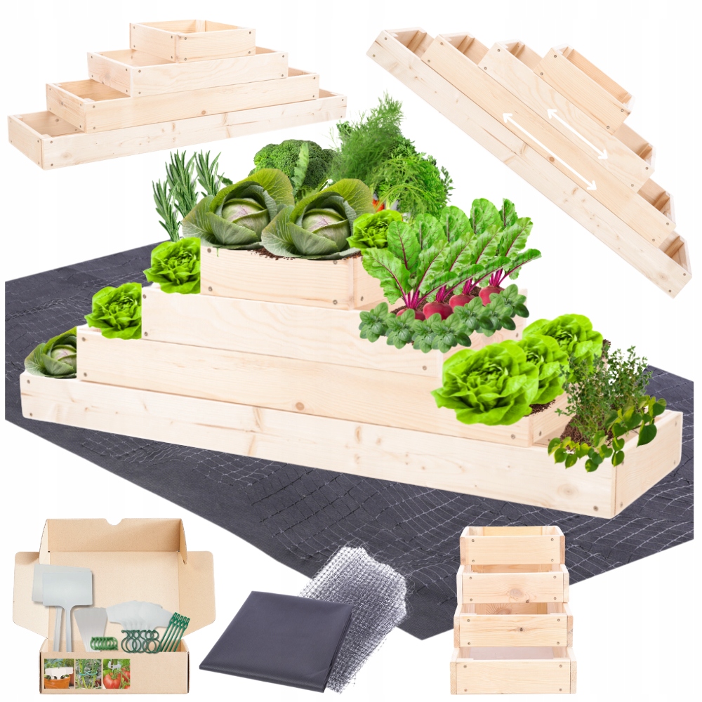 Kaskádový květináč nastavitelný dřevěný zeleninový záhon vyvýšený 36x120x30