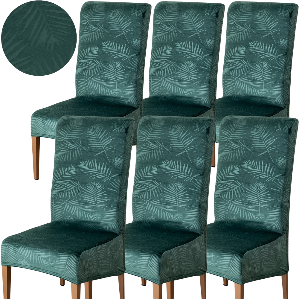 Sada 6 Ks Potahů Na Židle Velurové Prodloužené Židle Velurové Oeko-tex
