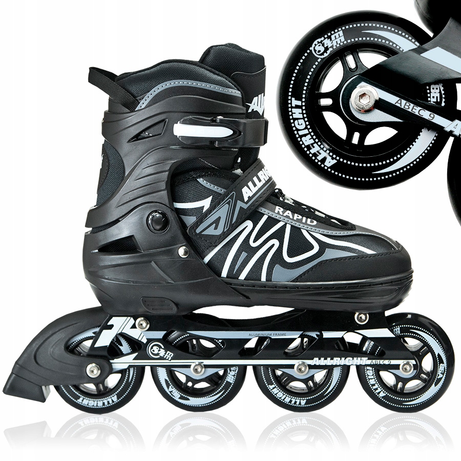 Kolečkové Brusle Nastavitelné Velikost 39-42 Rapid tichá kolečka 84 mm Kaučuk ABEC9 černé