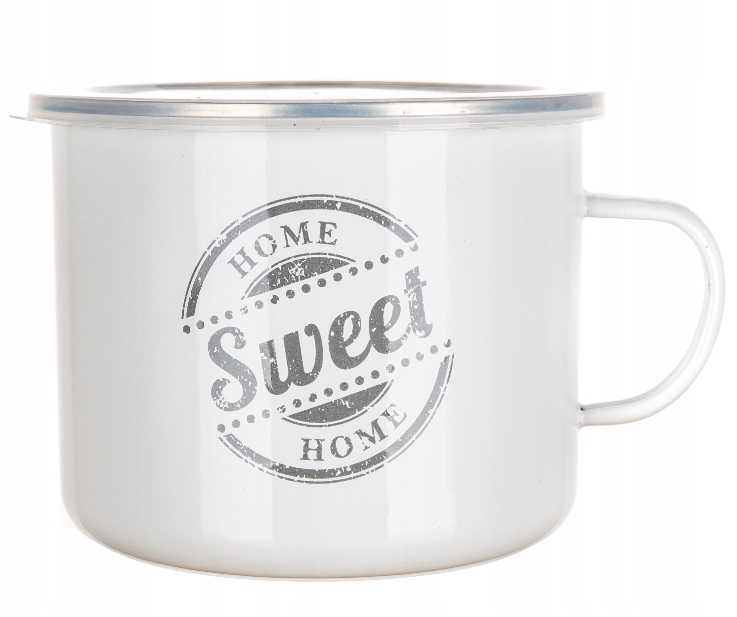 KUBEK EMALIOWANY Z POKRYWKĄ 0,5 L SWEET HOME STAL