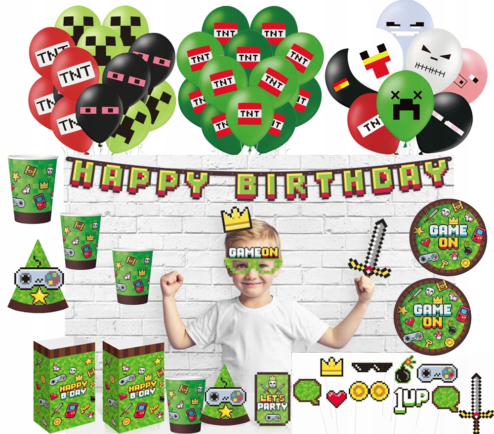 Kubeczki papierowe GAME ON urodziny PIKSELE gaming MINECRAFT PAD party 6szt Pojemność 200 ml