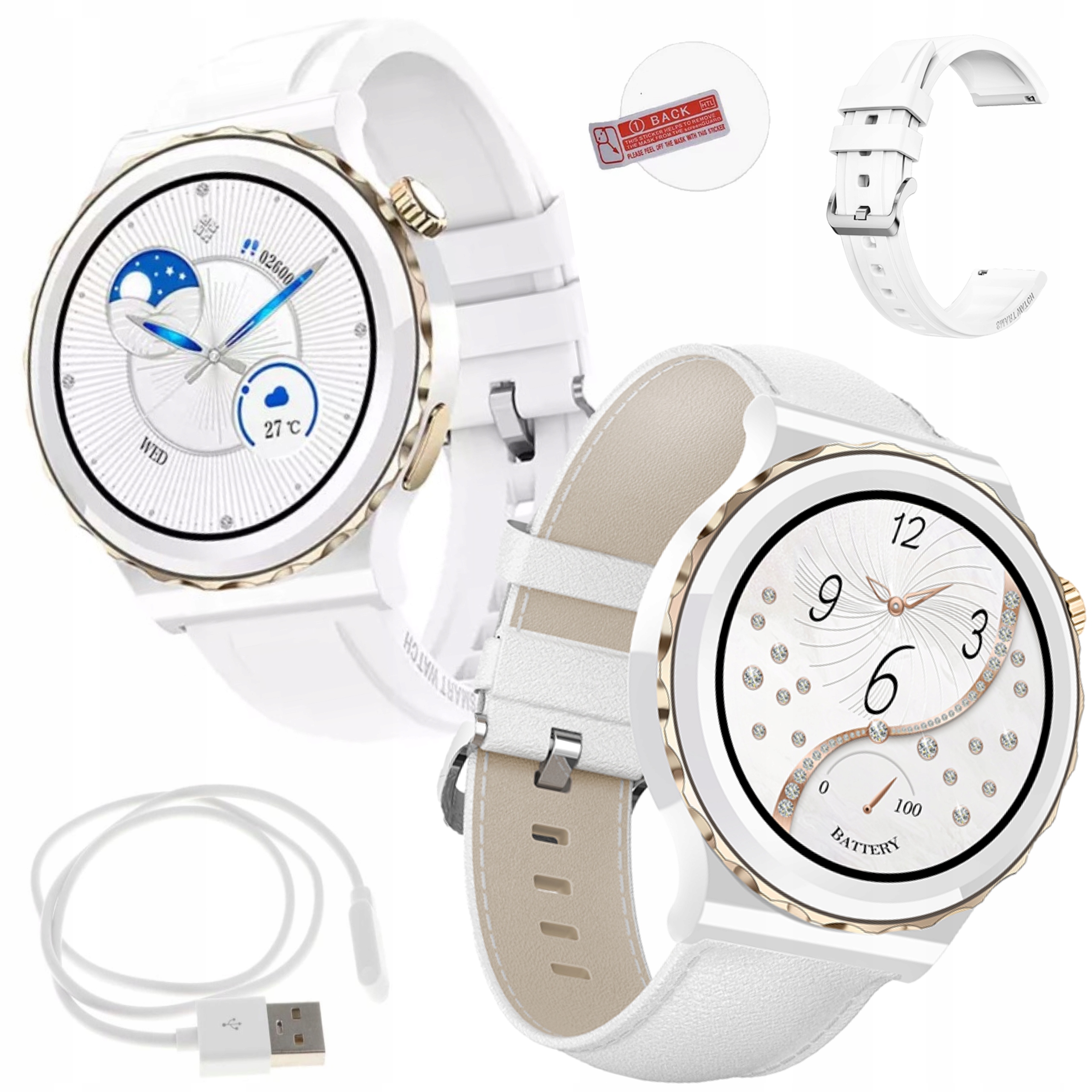 

Smartwatch Zegarek Damski Biały Rozmowy Dwa Paski