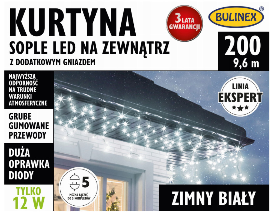 

Mocne Sople Zewnętrzne Led Lampki Kurtyna Bulinex