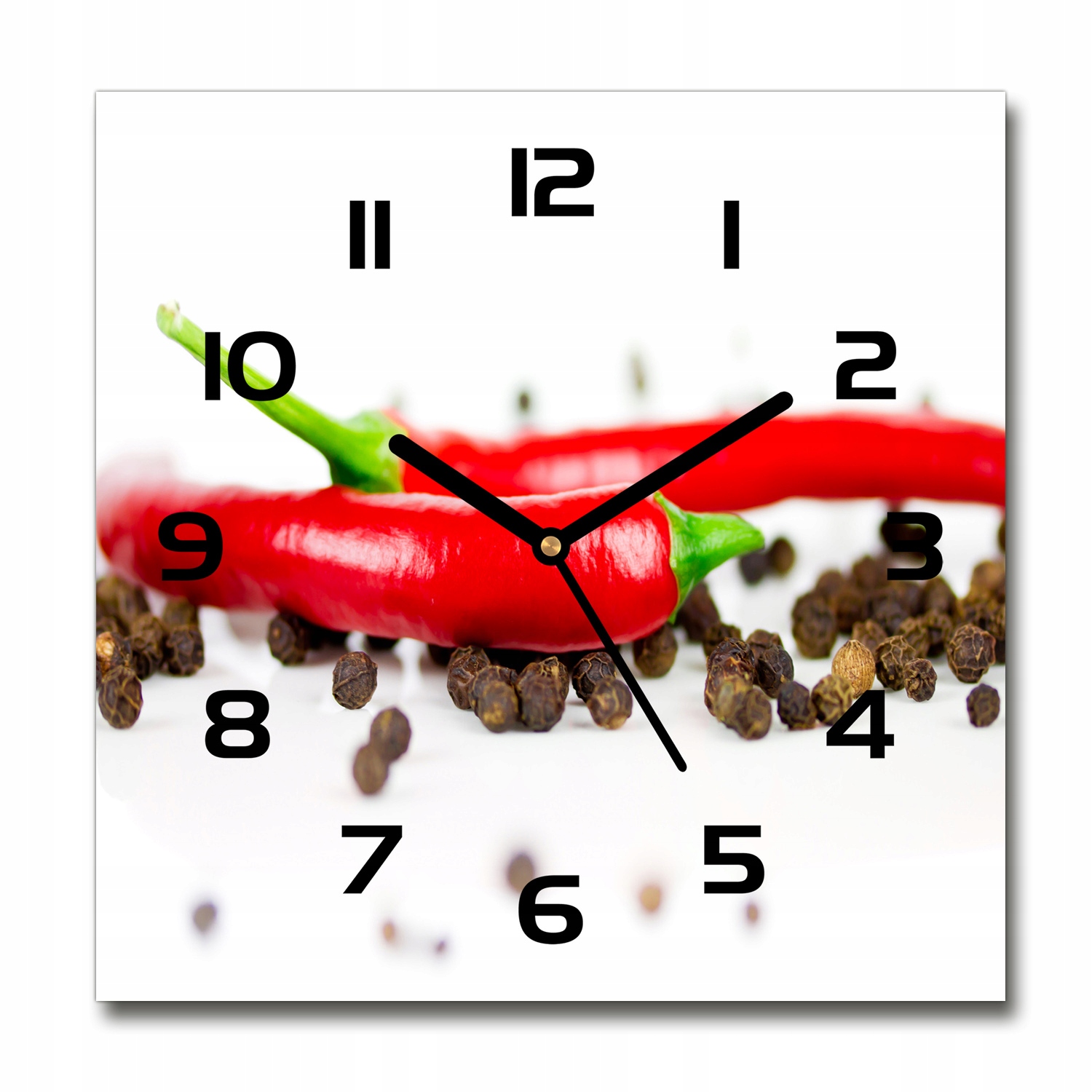 

Zegar szklany kwadratowy Chilli i pieprz 30x30 cm
