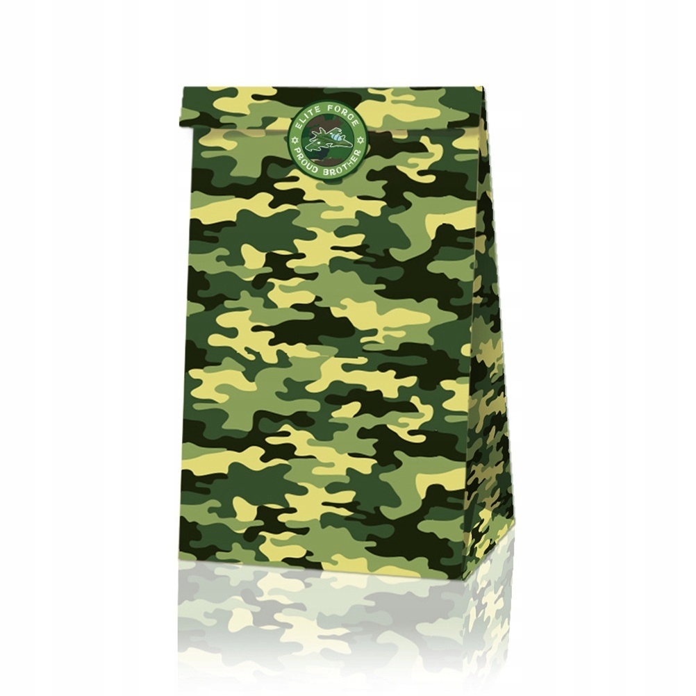 ZESTAW PAPIEROWYCH TOREBEK NA CUKIERKI Z MOTYWEM MILITARNYM