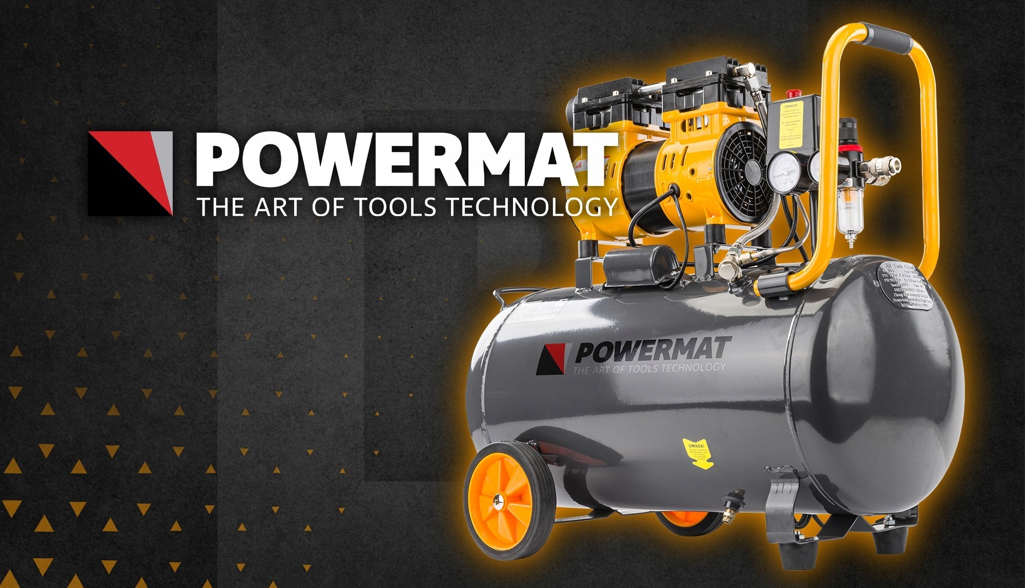 KOMPRESOR BEZOLEJOWY 50L SPRĘŻARKA 8 BAR 290l/min 230V SEPARATOR CICHY 59dB Marka Powermat