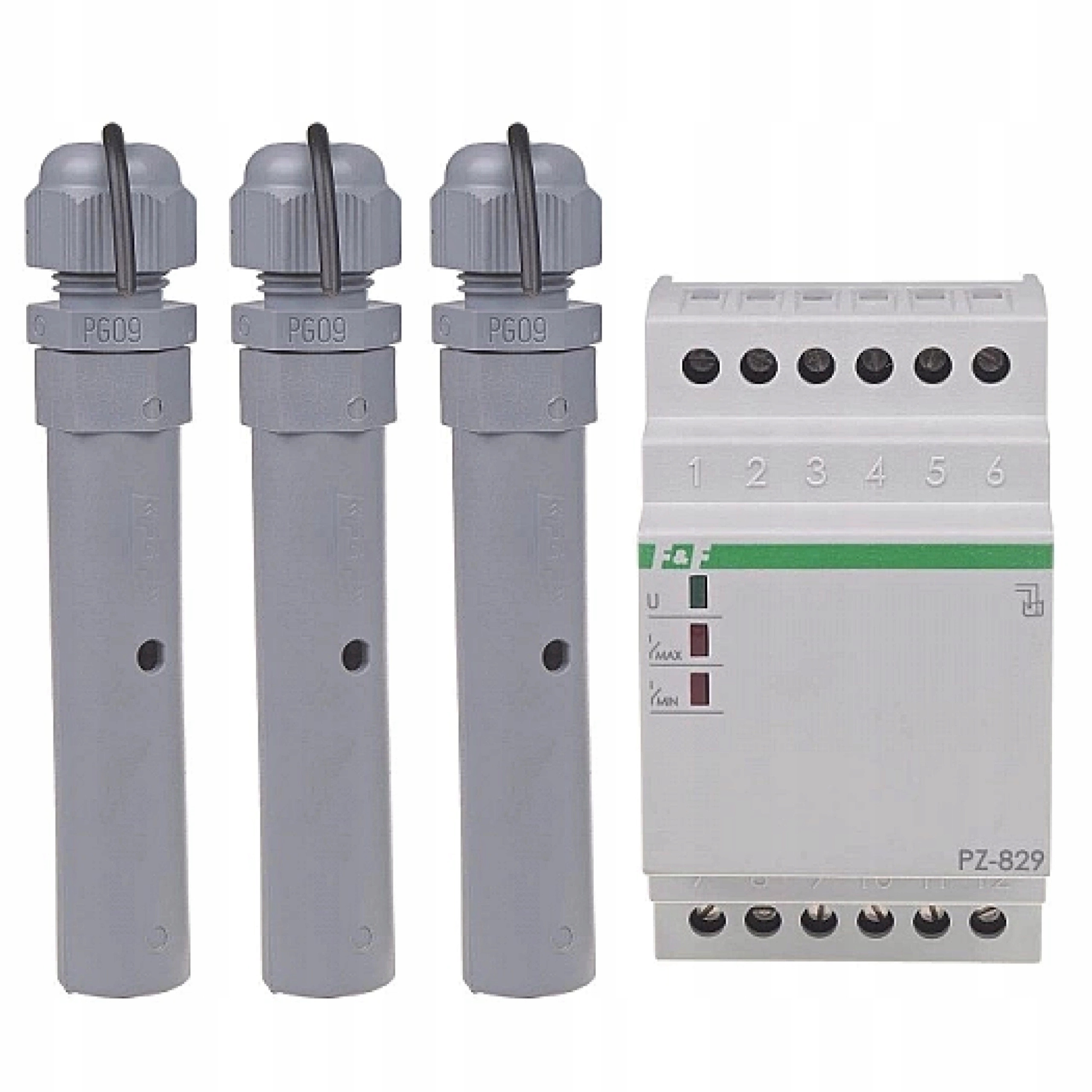 Relé na kontrolu hladiny kvapaliny dvojfázové pre Din koľajnicu PZ-829 F&f