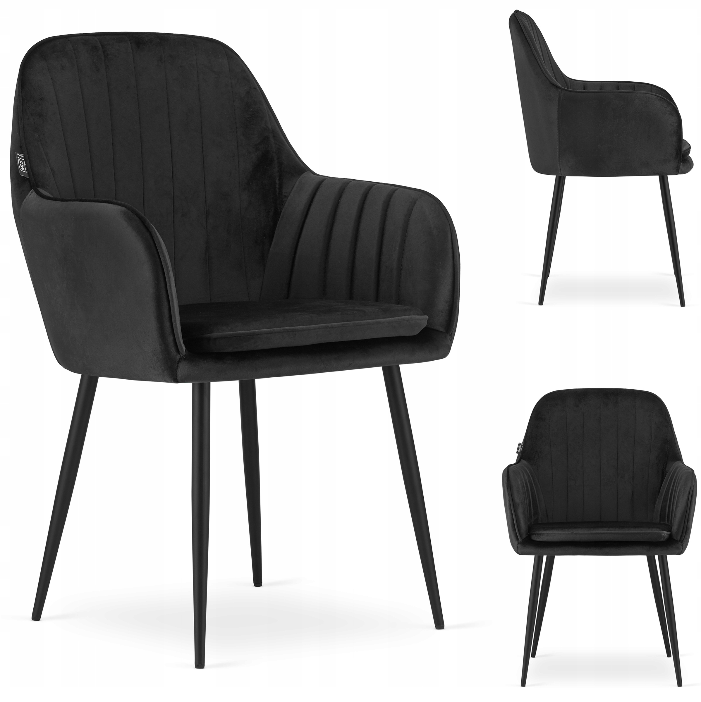 Krzesło Tapicerowane Welurowe Velvet do Salonu Kuchni Jadalni Czarne Mateo