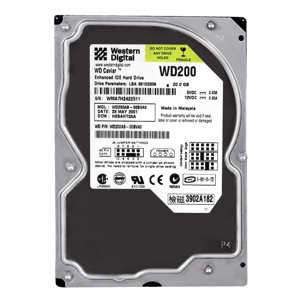 Wd Caviar 20GB 5.4K 2MB Ata 3.5'' WD200AB-00BVA0
