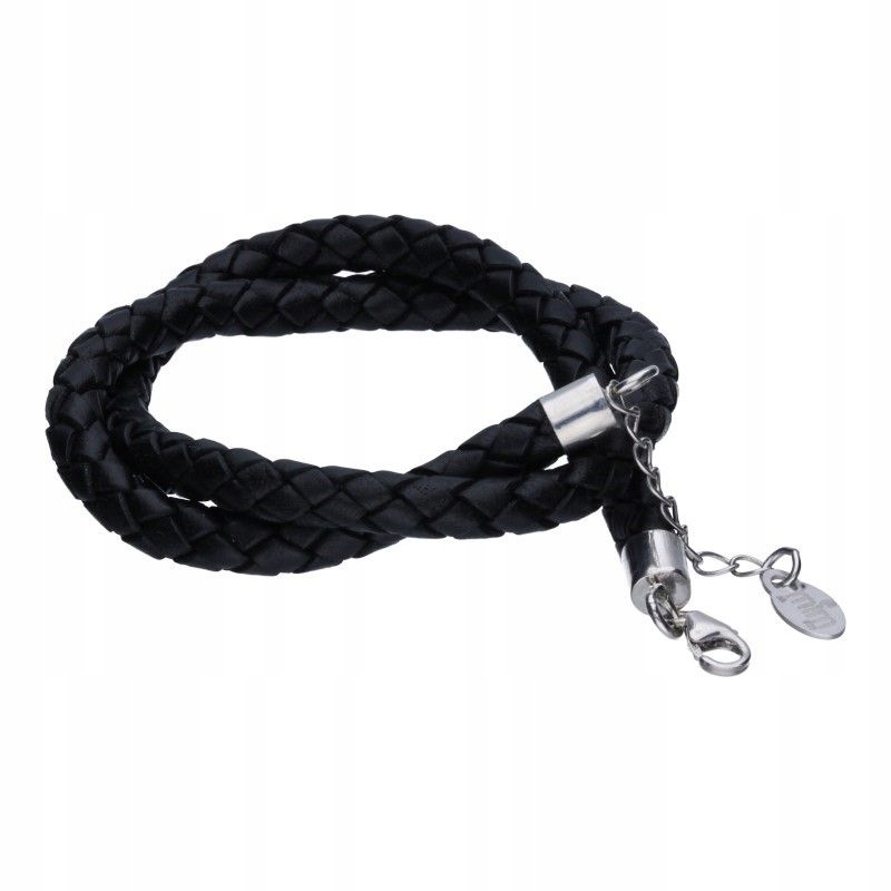 Náramek z přírodního řemínku černý stříbro o ryzosti 925 jako dárek 5.97 g