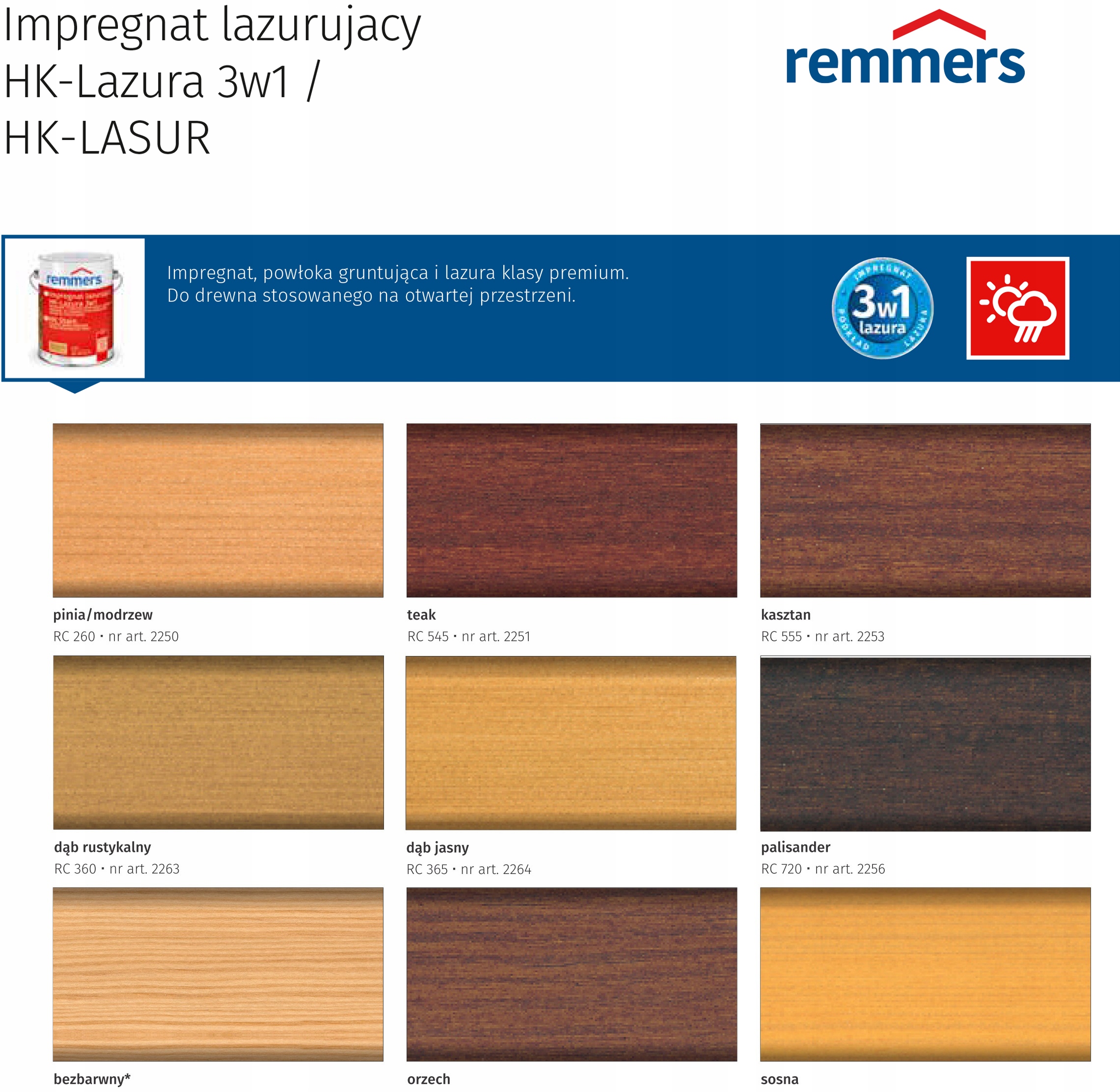 Remmers HK-Lasur impregnat do drewna 10L KOLORY Zastosowanie na zewnątrz