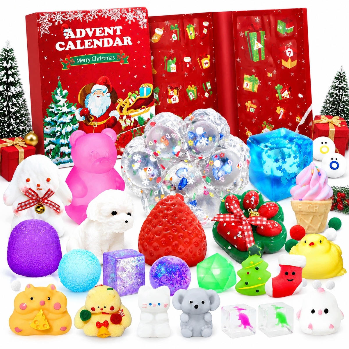 Адвент-календарь Fidget Squishy, 24 силиконовые мялки, от 3 лет — фото 2