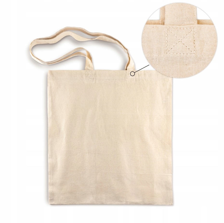 TORBA BAWEŁNIANA na zakupy ECRU EKO ekologiczna Wysokość 42 cm