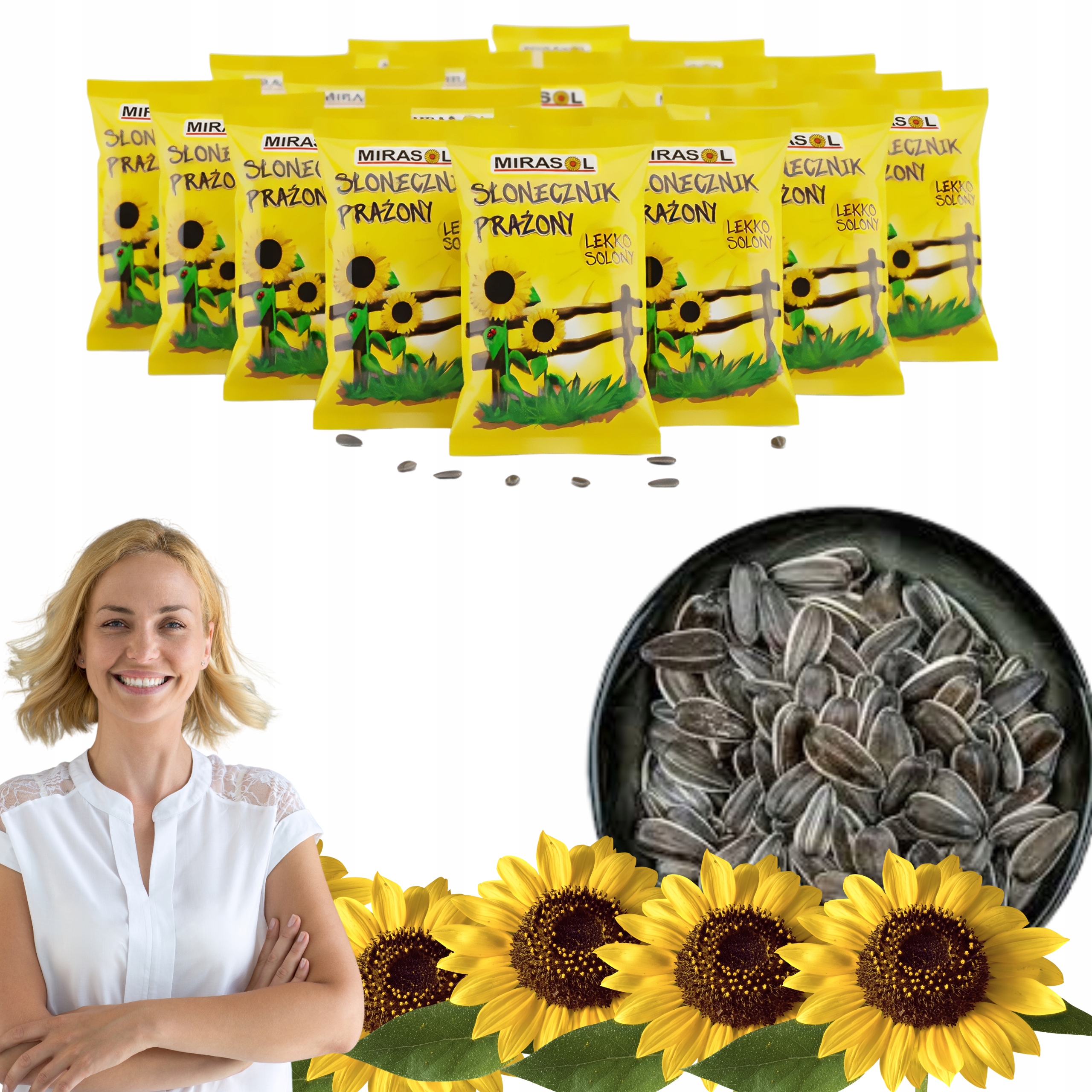Levně Slunečnice lehce solená pražená Mirasol 20 x 190 g Černá Čerstvá Velká zrna