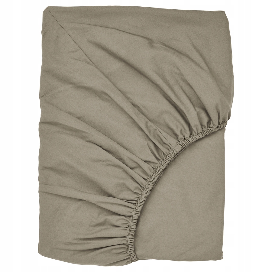 Ikea Ullvide Prześcieradło z gumką szarobeżowy 140x200 cm bawełna lyocell