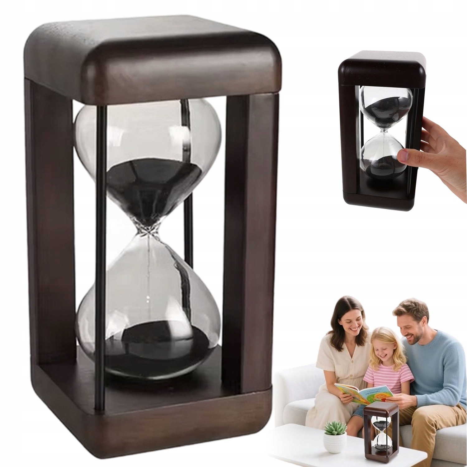 Ořechový Pískový Hodinový Stroj 60 Minut Elegantní Dekorace Domácí Kanceláře