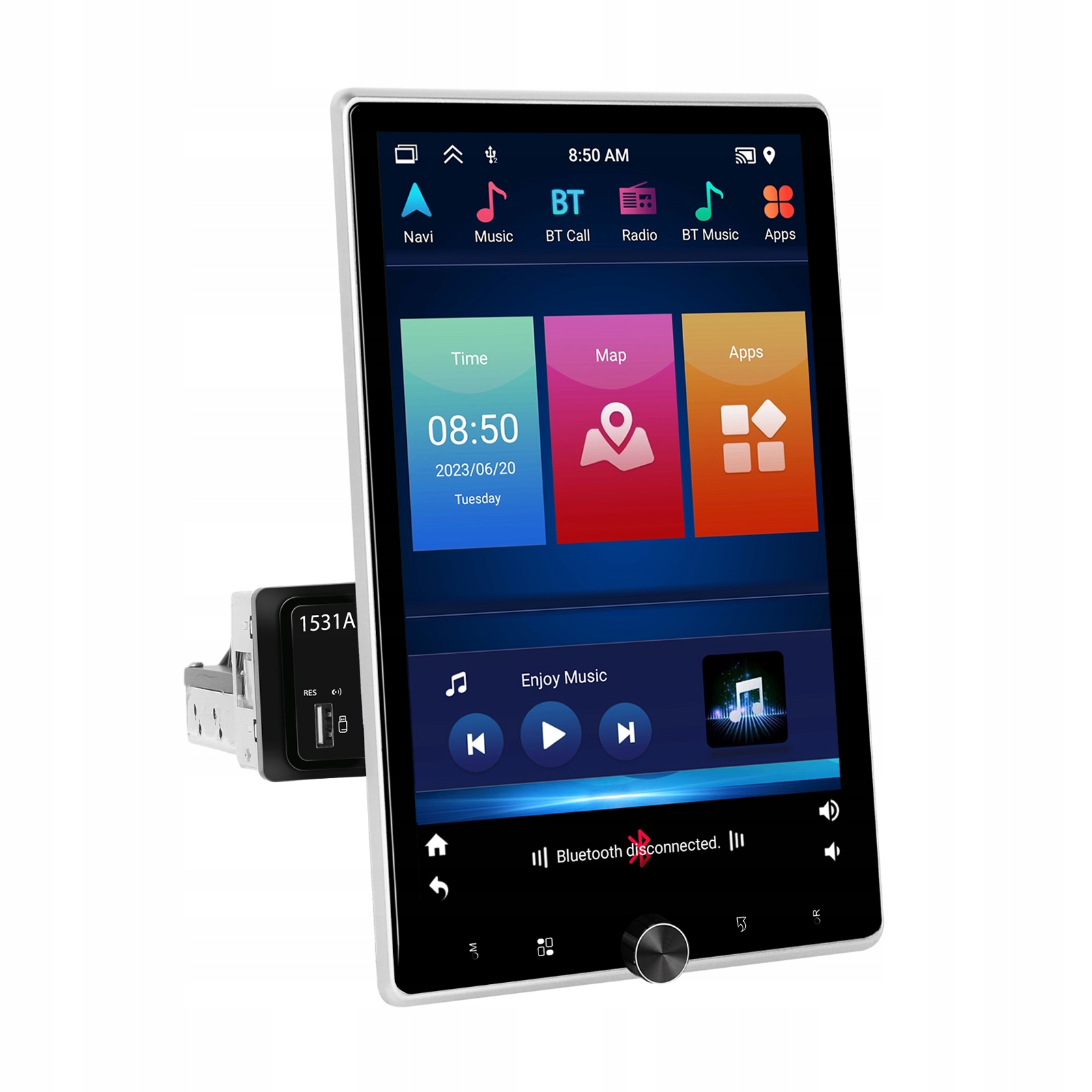 RADIO SAMOCHODOWE 1 DIN ANDROID AUTO CARPLAY OBROTOWE 2GB/64GB RDS 10,4" Model A3652 CARPLAY / ANDROID AUTO