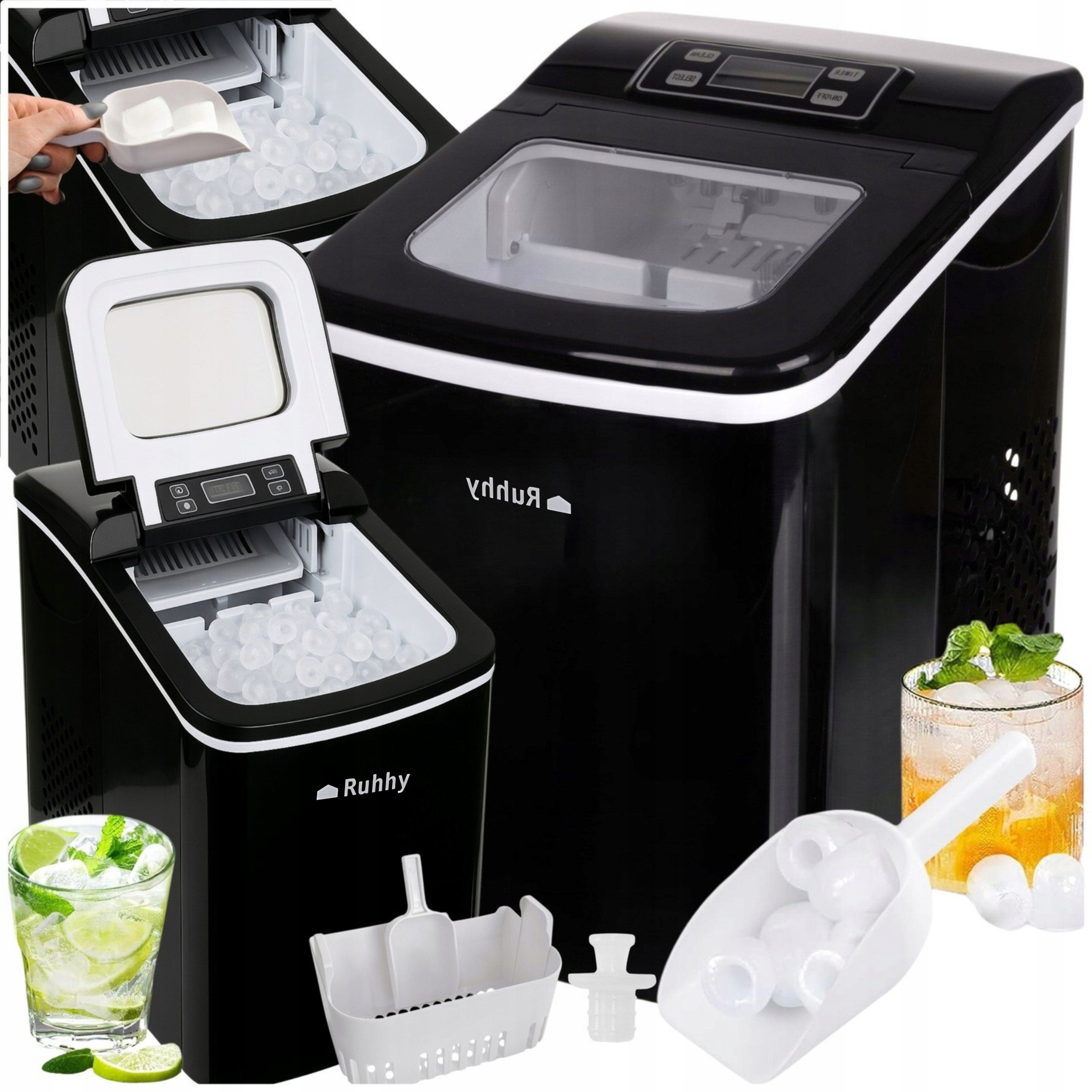 Domáca elektrická kocka na ľad, malá, prenosná, silná, 12 kg/24 h