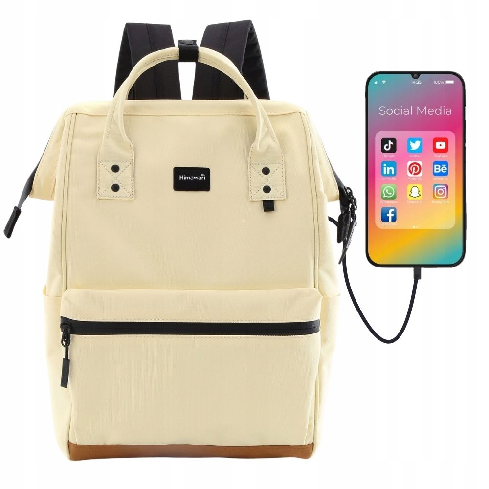 Himawari dámský batoh do školy, studia, prostorný Usb port pojme A4