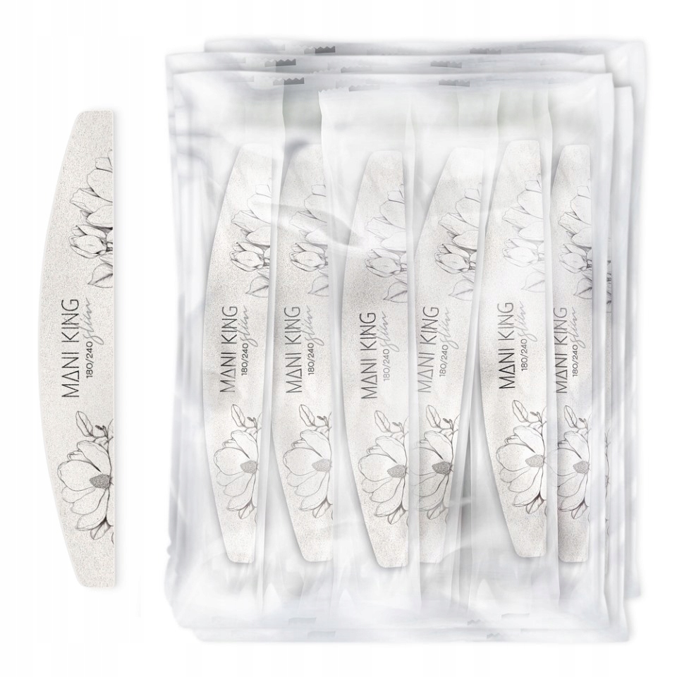 pilník na nehty 180/240 Půlměsíc Slim ve fólii Flora Mani King 100 ks