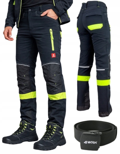 Elastické Pracovní softshellové kalhoty Reflexní Bozp Nylon pásek 58