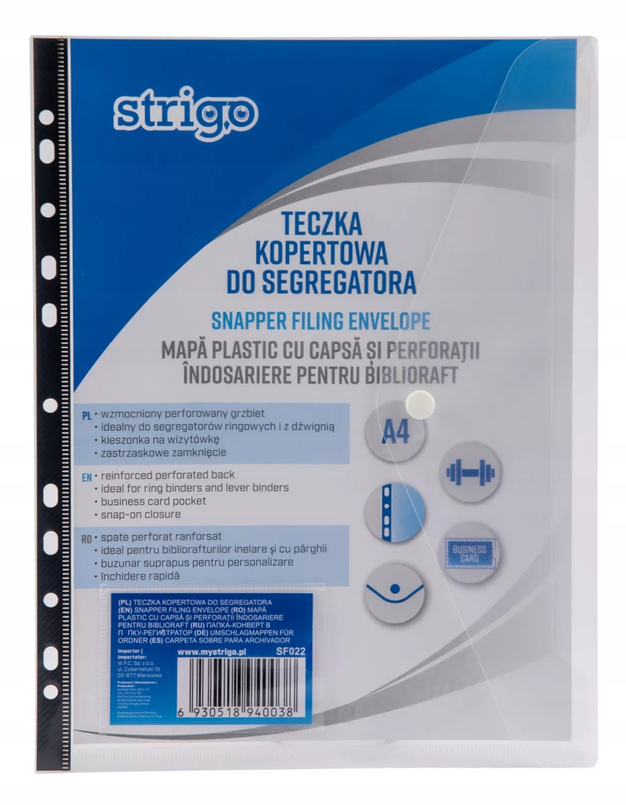 

Teczka Kopertowa Do Segregatora Strigo A4 Transp.