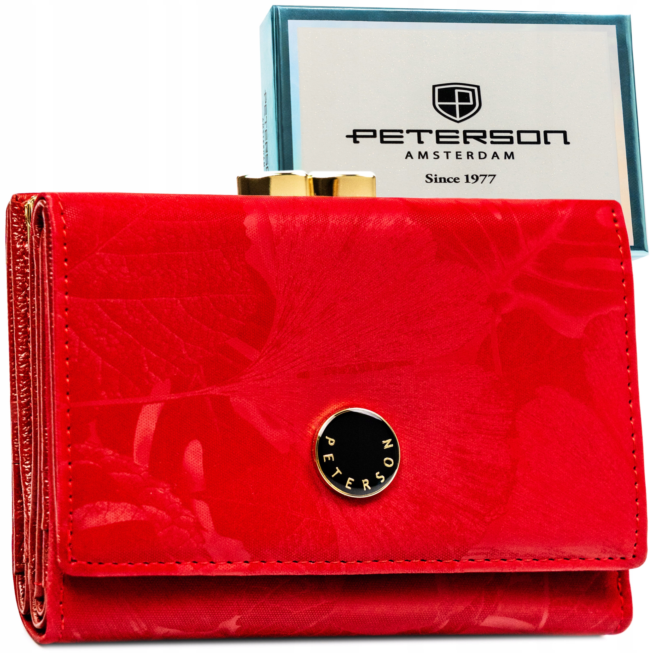 Portfel damski Peterson skórzany ze skóry naturalnej bigiel zatrzask Rfid