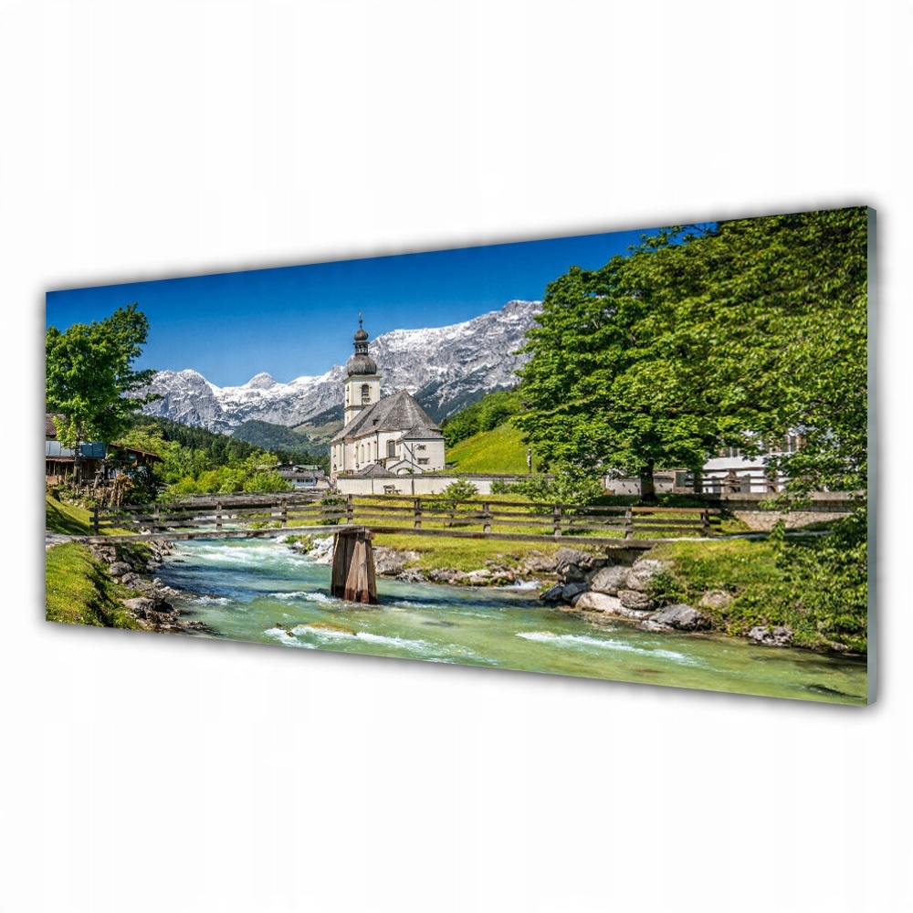 

Obraz akrylowy 125x50 Kościół Most Jezioro Natura