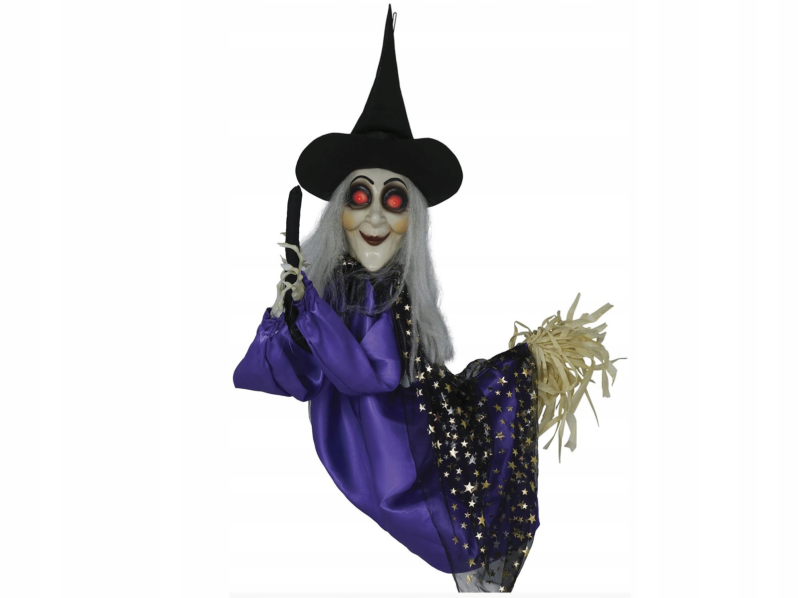 Dekorácia Závesná čarodejnica na metle 75 cm Halloweenská čarodejnica