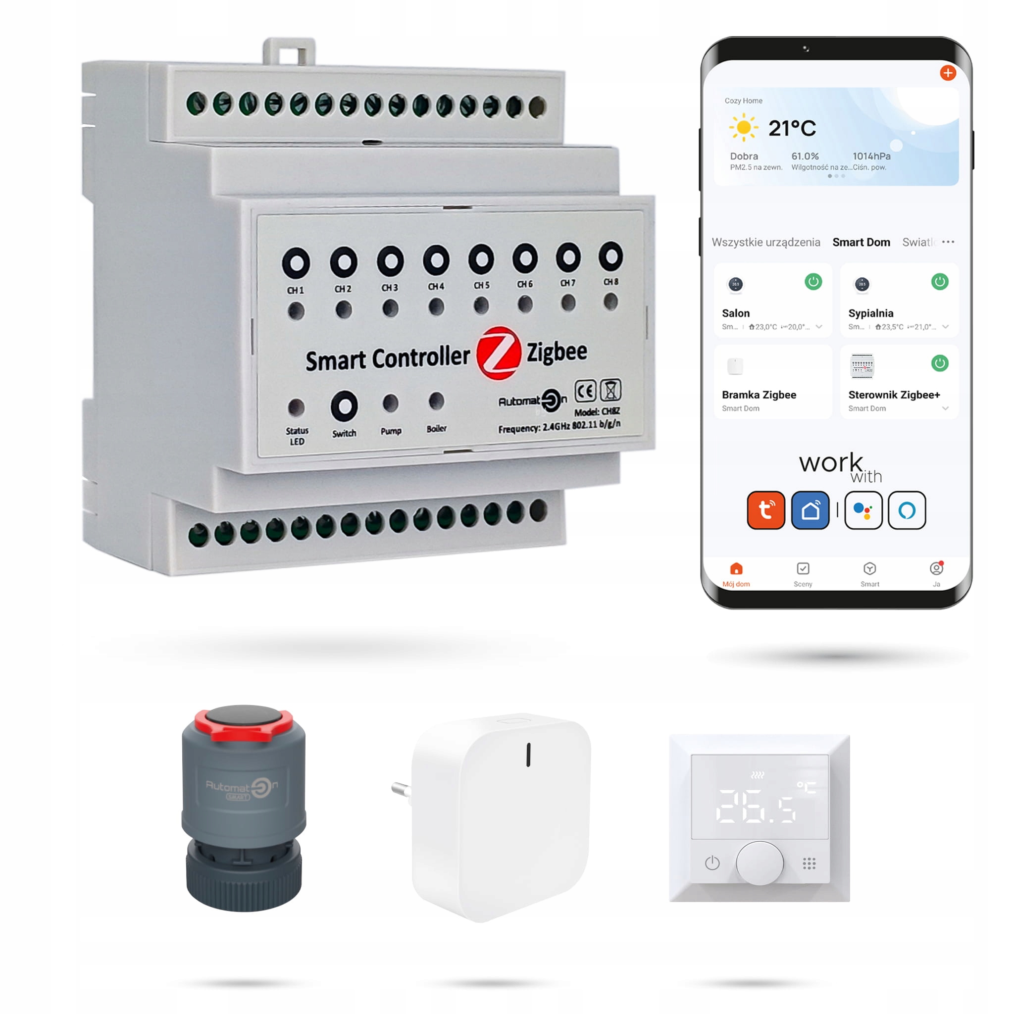 Súprava na podlahu Zigbee Tuya CH8Z 6 miestností s termostatmi Eco 2