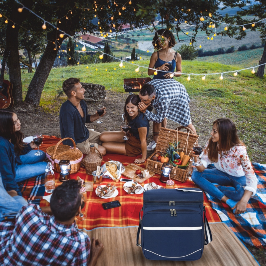 DUŻA TORBA TERMICZNA NA JEDZENIE 28L NA PLAŻĘ ŚNIADANIOWA PIKNIKOWA LODÓWKA Wysokość 33 cm