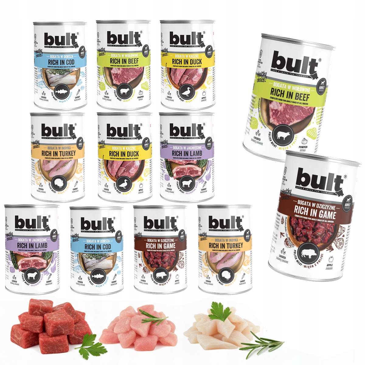 Levně Krmivo Pro Psa Vlhké Krmivo MIX Chutí 12x400g Plechovka Premium Bult