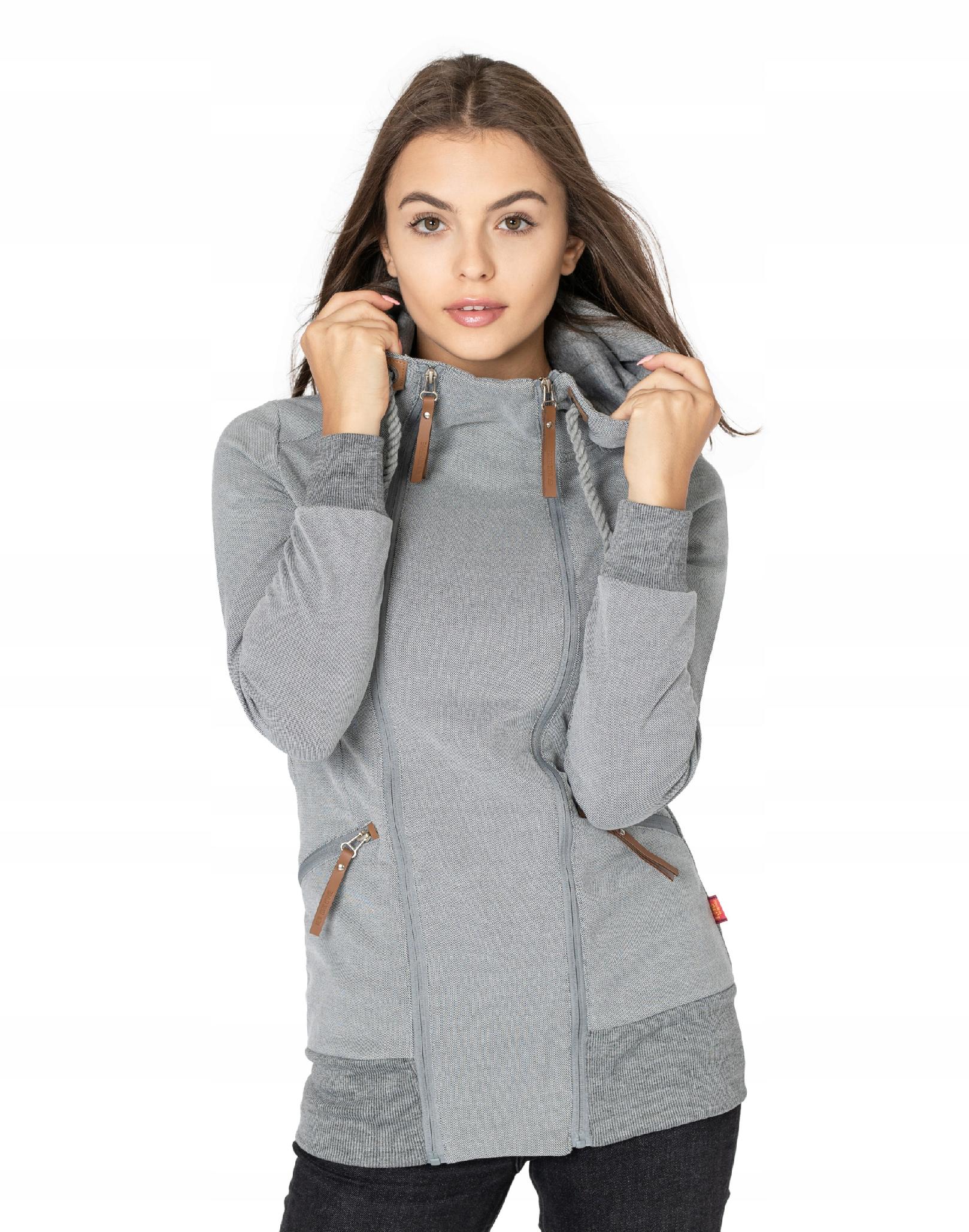 

Długa Bluza Damska Rozpinana z Kapturem 372-4 r S