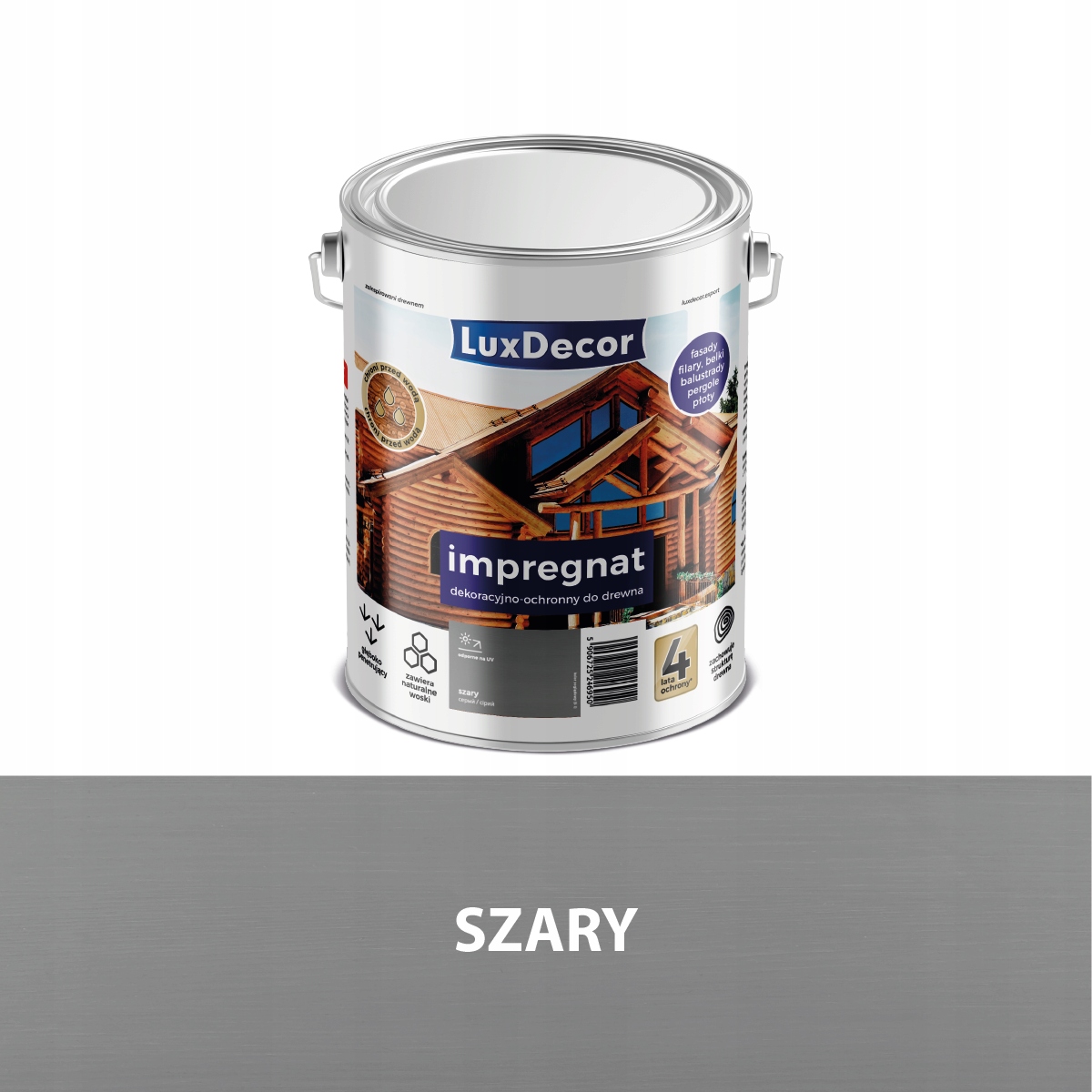 Impregnat do drewna Luxdecor Szary 9L