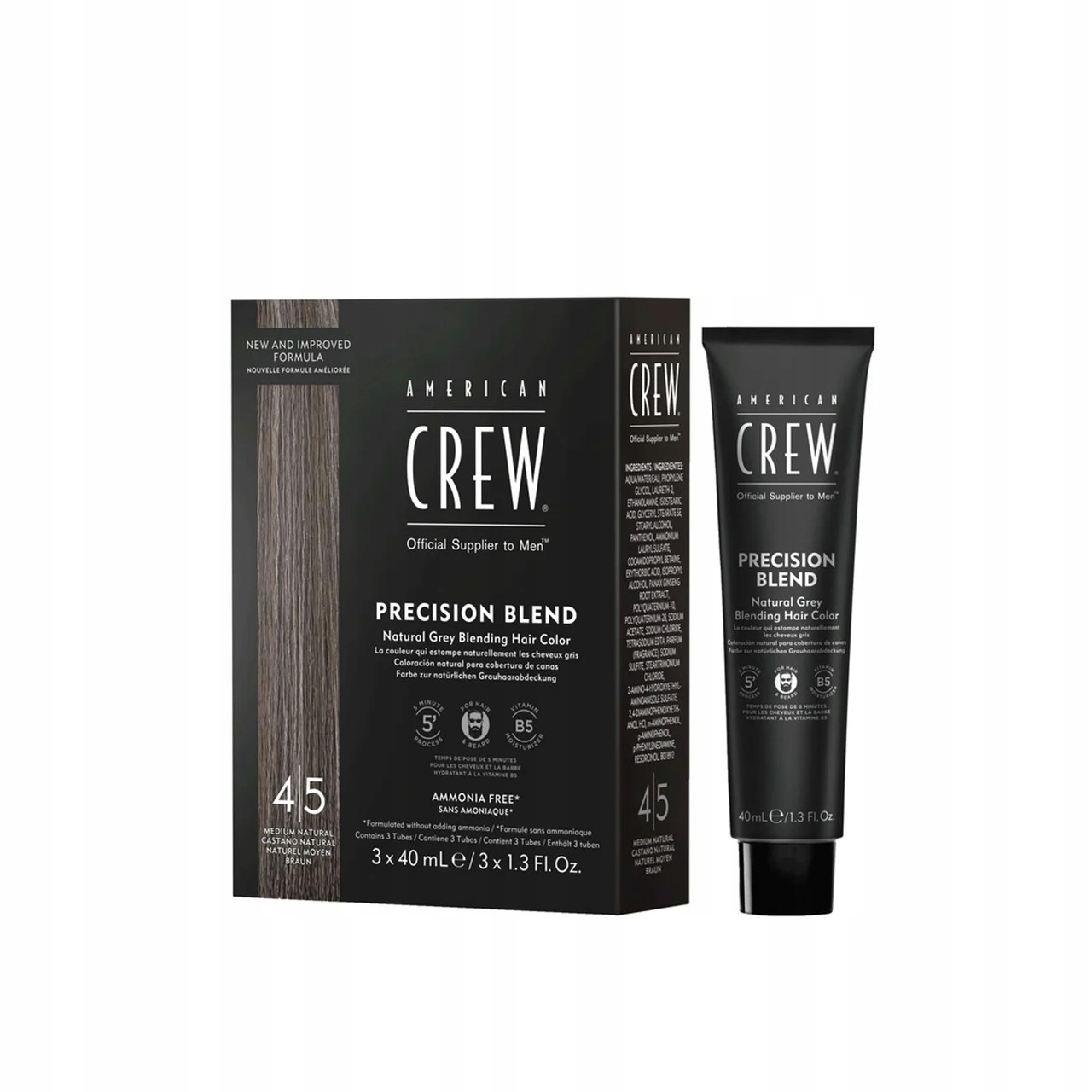 Sada Trio, American Crew , Precision Blend, Semipermanentní barva na vlasy, 4-5 Natu