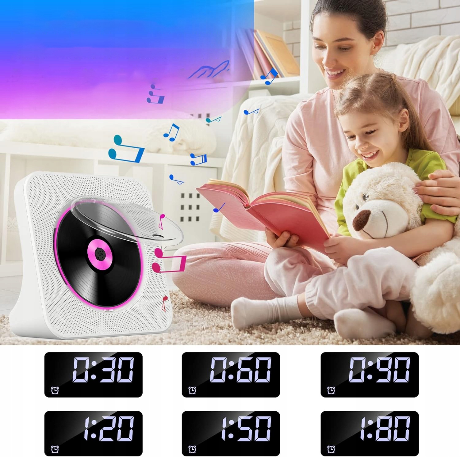 ODTWARZACZ PRZENOŚNY CD GŁOŚNIK BLUETOOTH RADIO AUX USB FM MP3 Model Radioodtwarzacz CD