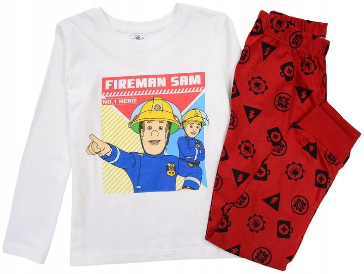 PIŻAMA PIŻAMKA STRAŻAK SAM CHŁOPIĘCA KOMPLET DŁ. RĘKAW BAWEŁNA R322A