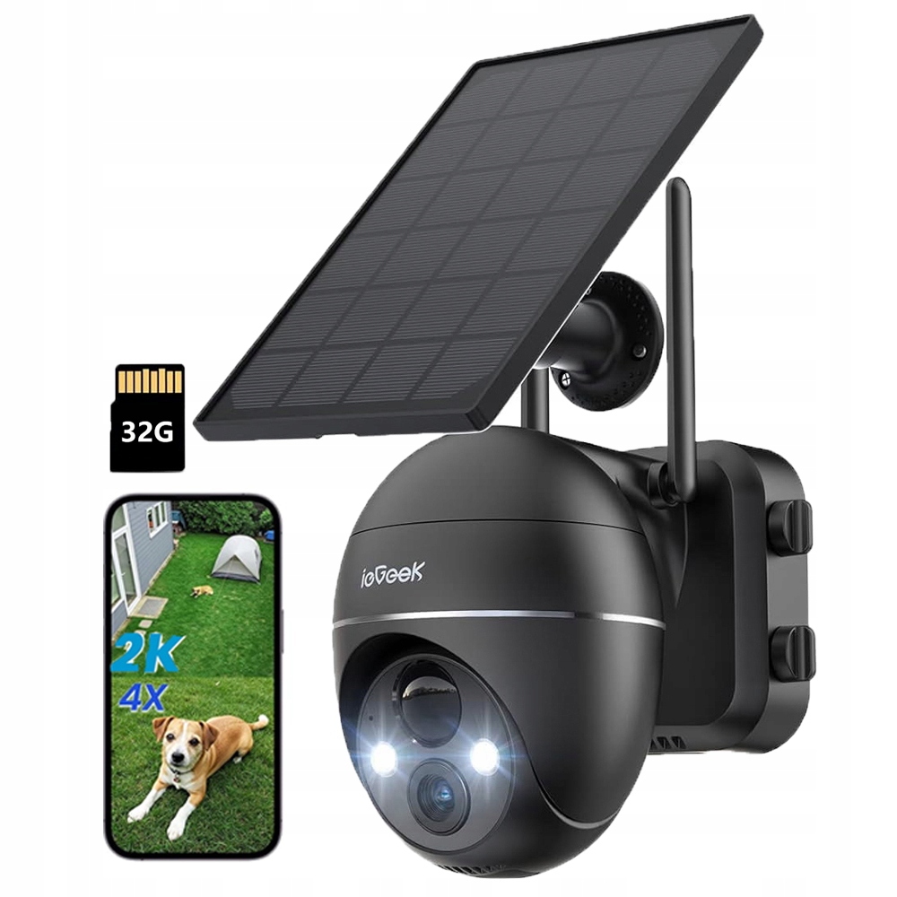 Solární Wifi Ip Kamera Venkovní 3MP Ptz Otočná IP65 Ptz s 32G kartou