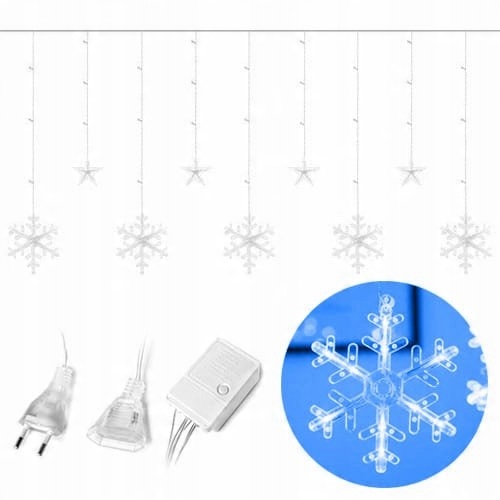 

Lampki Led Świąteczne Na Okno Kurtyna Płatki 4m