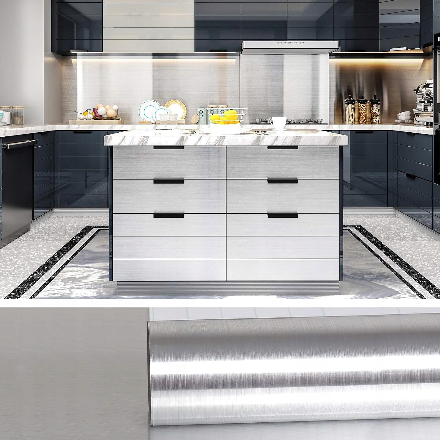 DEKORACYJNA DO SZAFEK KUCHENNYCH OKLEINA MEBLOWA KOLOR SREBRNA 300X60 CM Rodzaj naklejka