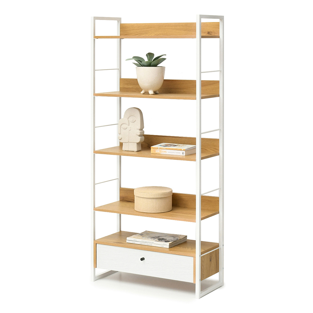 Regał Mebel-Partner 70 x 159 x 30 cm biały, dąb